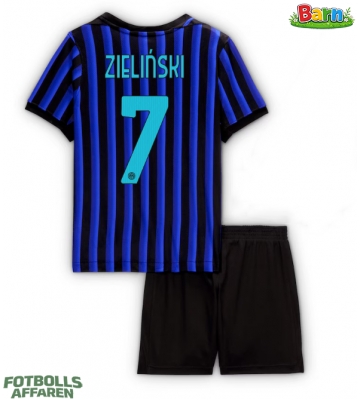 Inter Milan Piotr Zielinski #7 Hemmaställ Barn 2025-26 Kortärmad (+ Korta byxor)